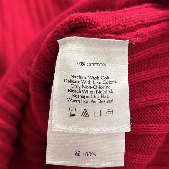 Eddie Bauer Red Ribbed Zip Sweater 100 % Cotton Size L - Picture 5 of 5